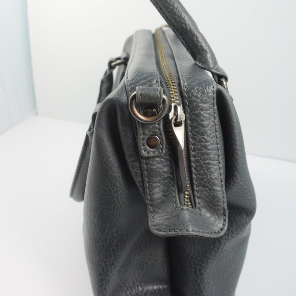 Matt & Nat Gray Vegan Leather Handbag Shoulder Crossbody Detachable Strap Zipper - Picture 13 of 16